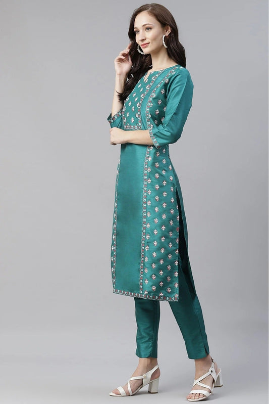 Green Poly Silk Foil Print Kurti NCKR10610207