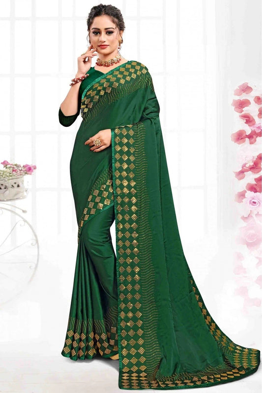 Green Pure Satin Designer Saree NCSD11210532