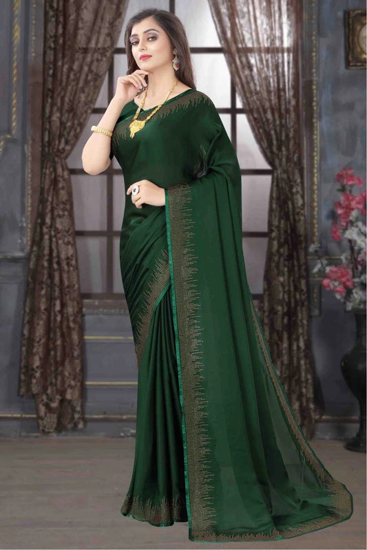 Green Pure Satin Designer Saree NCSD11210747