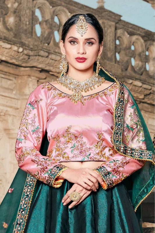 Green Pure Satin Resham Lehenga Choli NCLC10810512-10