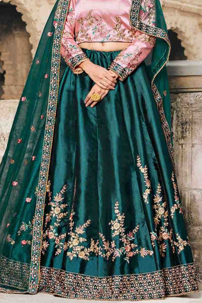 Green Pure Satin Resham Lehenga Choli NCLC10810512-10
