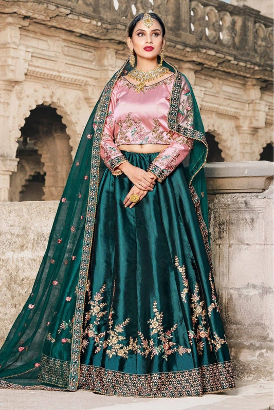 Green Pure Satin Resham Lehenga Choli NCLC10810512-10