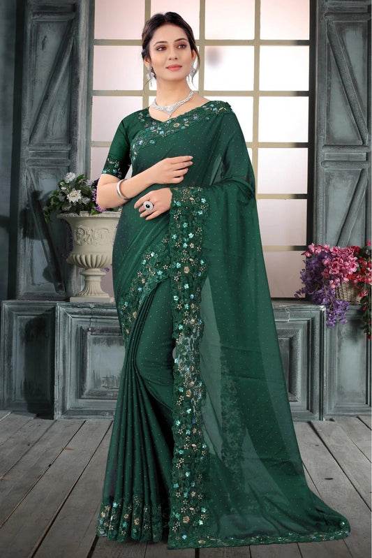 Green Rangoli Silk Embroidery Saree NCSD11210580