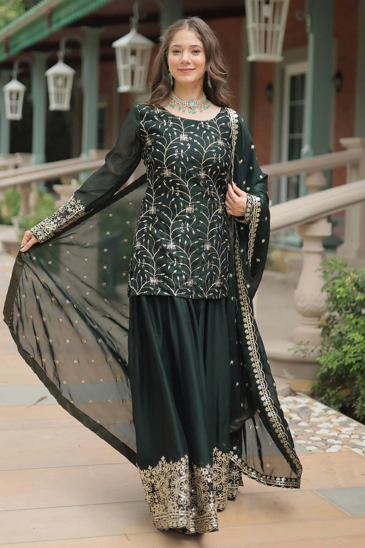Green Rangoli Silk Stitched Salwar Suit NCSS11111974