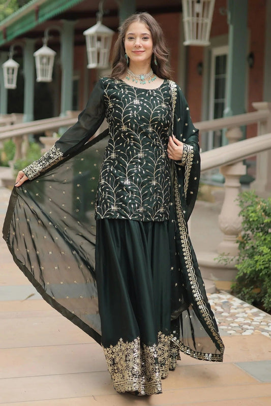 Green Rangoli Silk Stitched Salwar Suit NCSS11111974