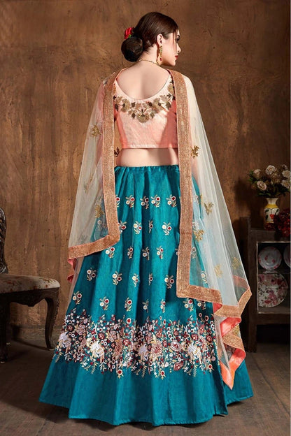 Green Raw Silk Lehenga Choli NCLC10110298