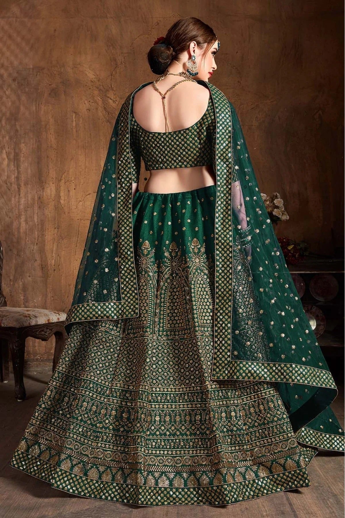 Green Raw Silk Lehenga Choli NCLC10110305