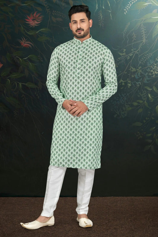 Green Rayon Kurta Pajama NCKP10410314