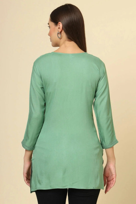 Green Rayon Readymade Top  NCTP11112252