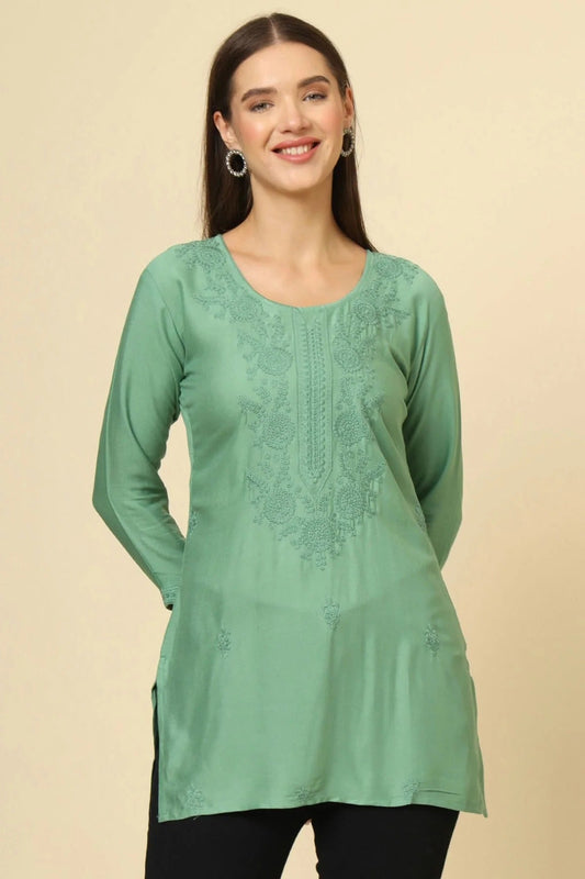 Green Rayon Readymade Top NCTP11112252