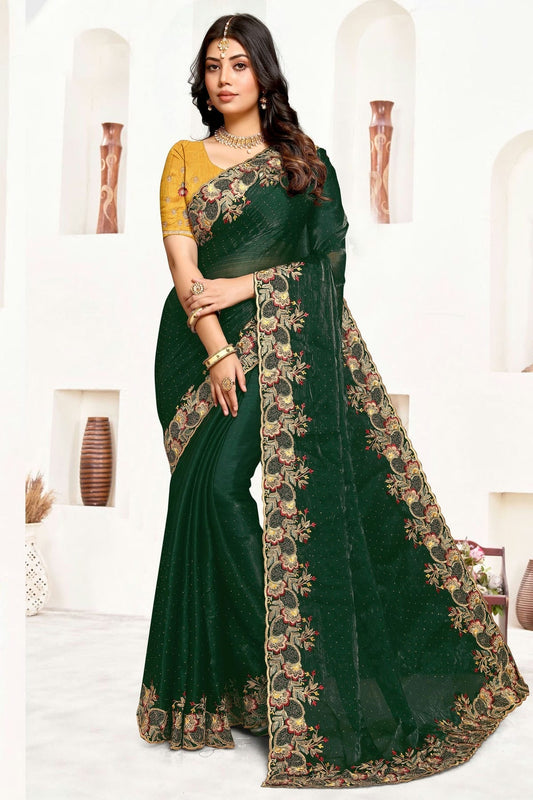 Green Satin Silk Designer Saree NCSD10910228