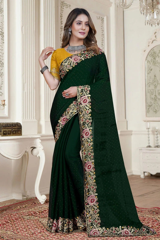 Green Satin Silk Saree NCSD10910319