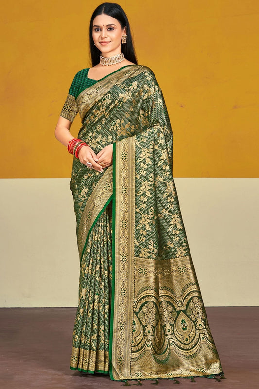 Green Satin Silk Traditional Saree NCSD11010420