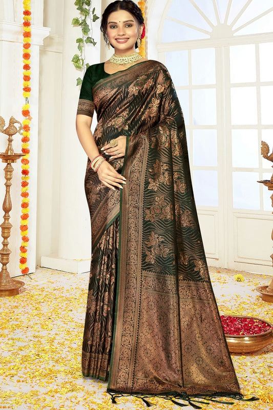 Green Satin Silk Traditional Saree NCSD11010446