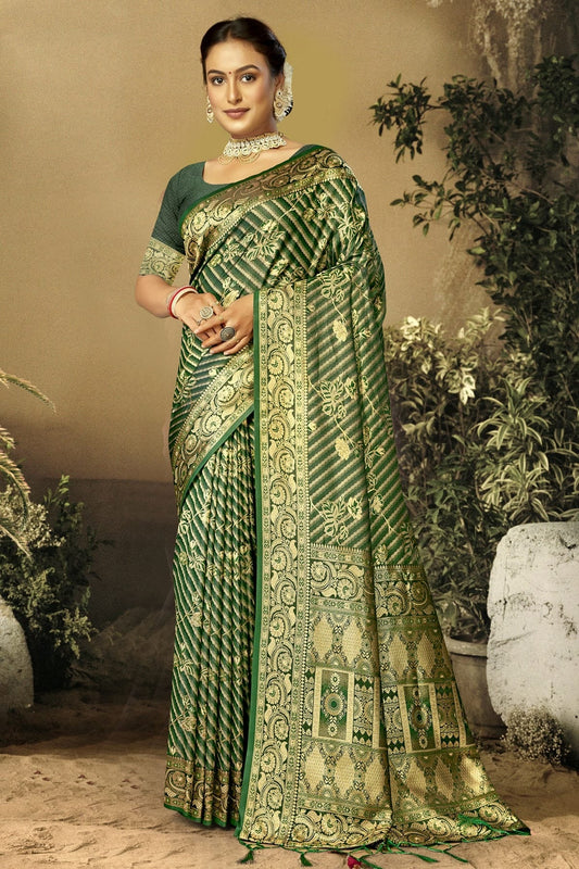 Green Satin Silk Traditional Saree NCSD11010454