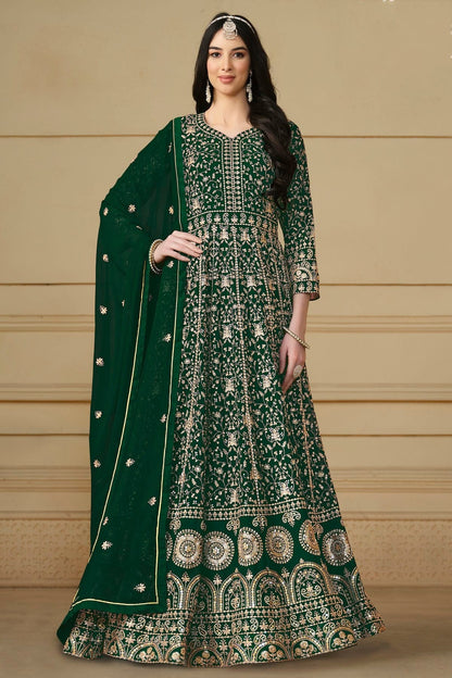 Green Semi Stitched Faux Georgette Anarkali Suit NCSM10510268