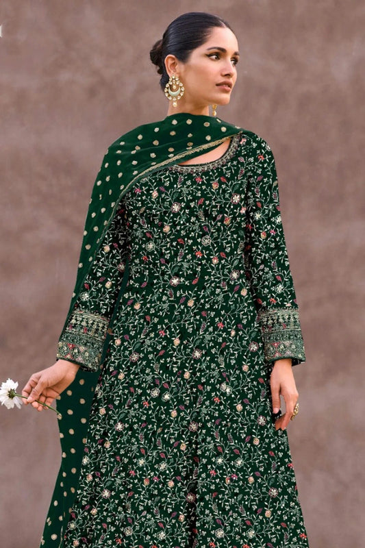 Green Semi Stitched Georgette Anarkali Suit NCSM11410484