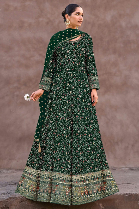 Green Semi Stitched Georgette Anarkali Suit NCSM11410484