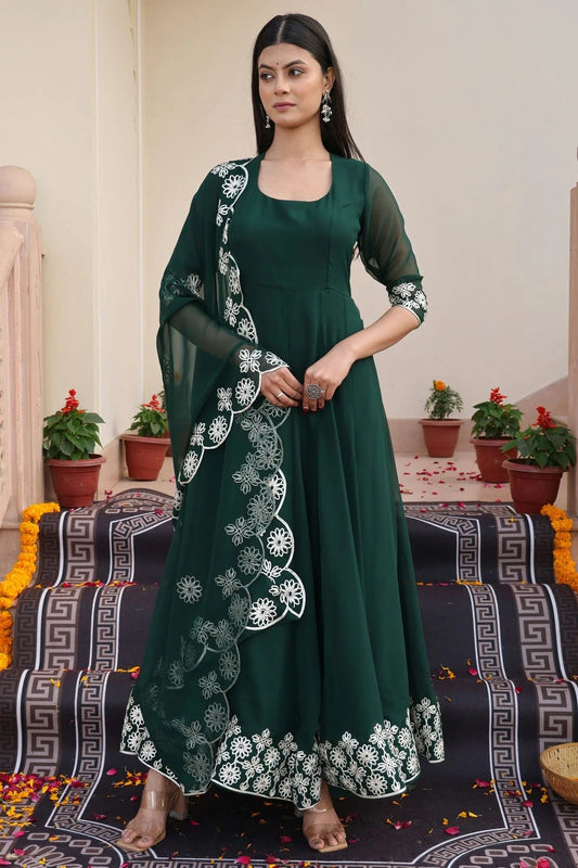 Green Semi Stitched Georgette Anarkali Suit NCSM11710169