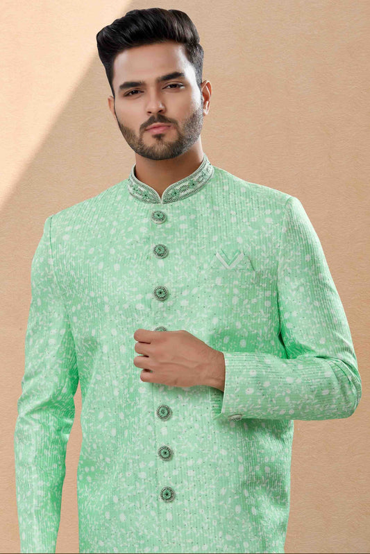 Green SherwaniIn Silk  NCSH10410508-10