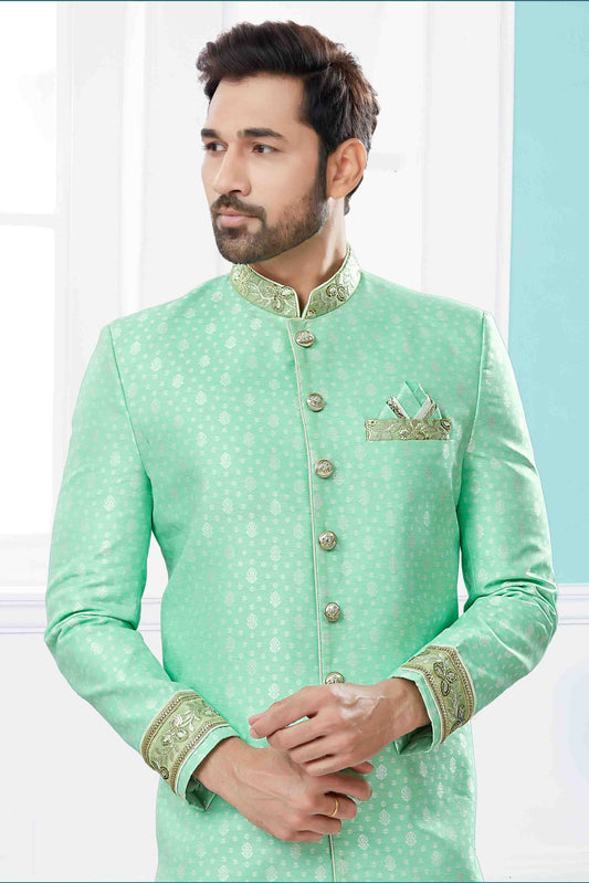 Green SherwaniIn Silk  NCSH10410521