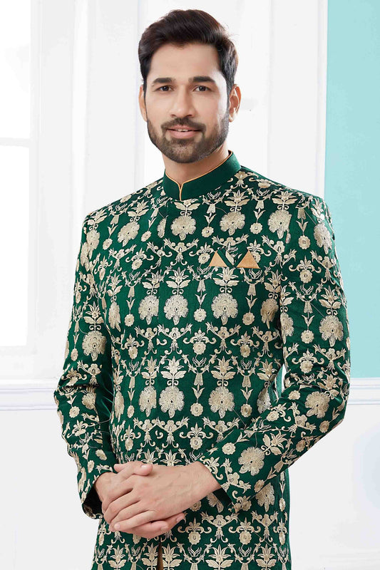 Green SherwaniIn Velvet  NCSH10410513