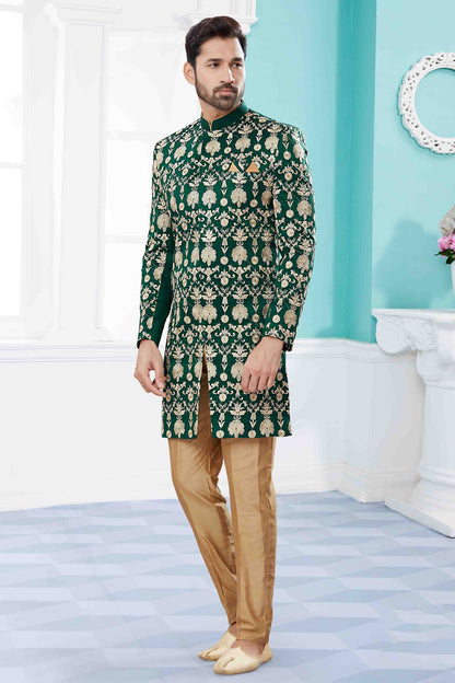 Green SherwaniIn Velvet NCSH10410513