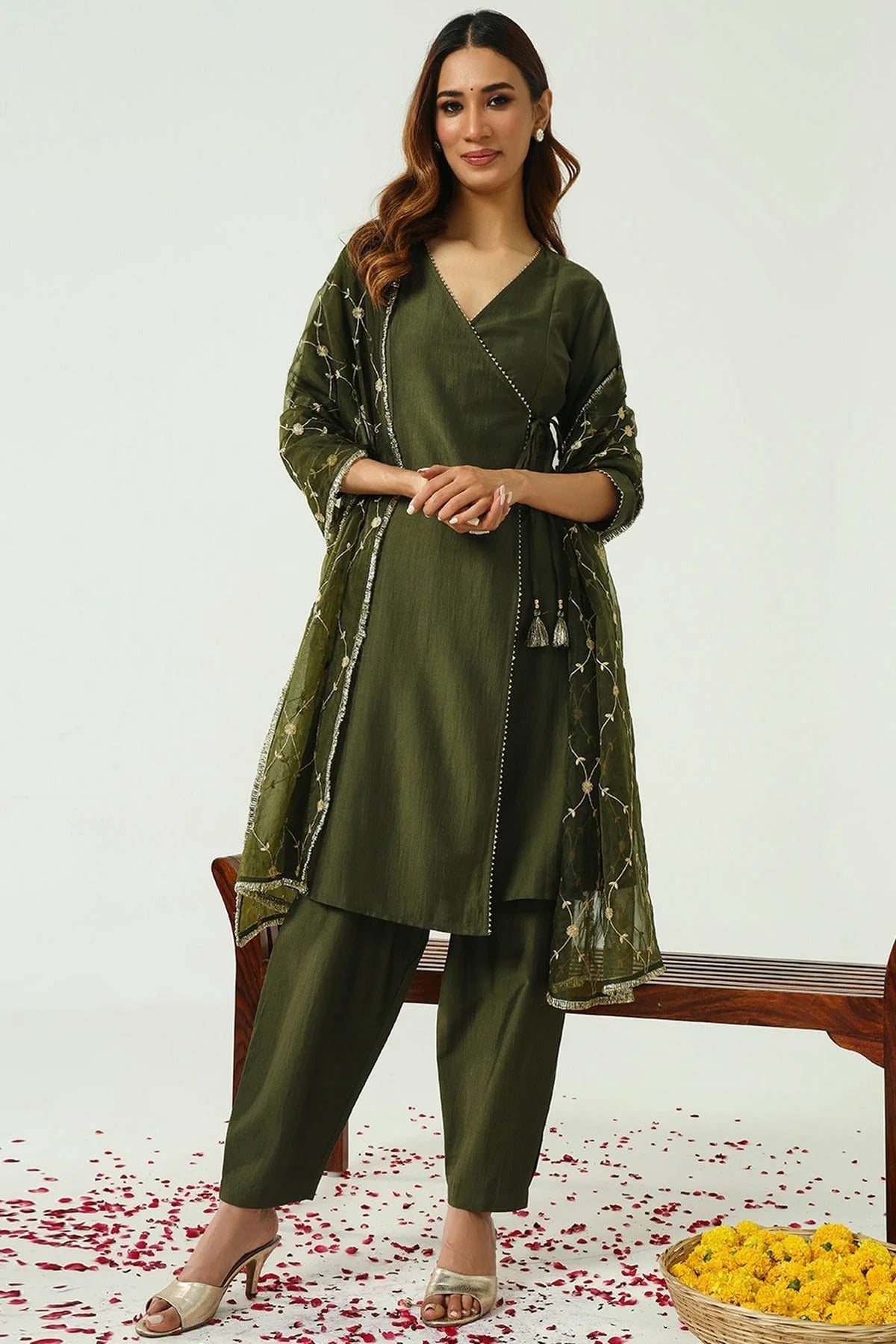 Green Silk Blend Stitched Salwar Suit NCSS11111601