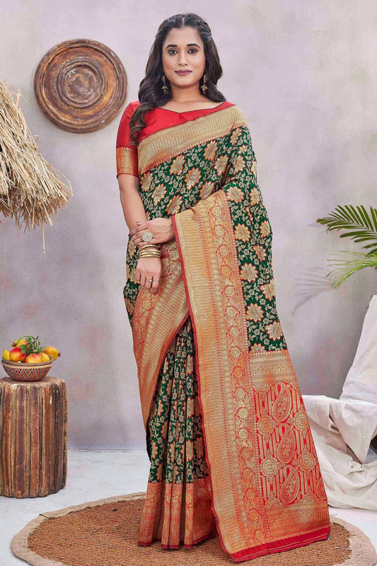 Green Silk Blend Traditional Saree NCSD11111855