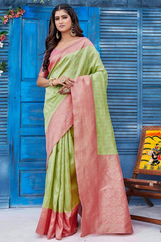 Green Silk Blend Traditional Saree NCSD11111860