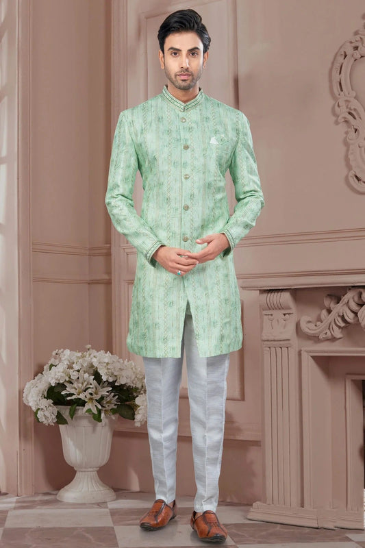 Green Silk Dupion Sherwani NCSH10410197