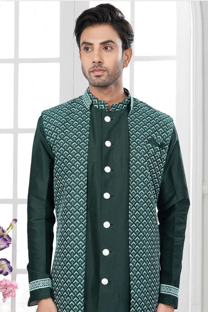 Green Silk Dupion Sherwani NCSH10410218