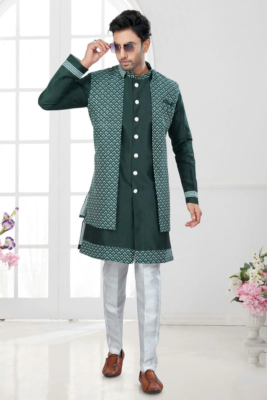 Green Silk Dupion Sherwani NCSH10410218