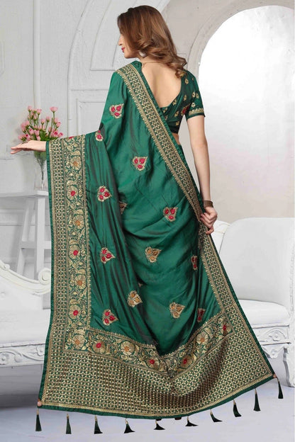 Green Silk Satin Traditional Saree NCSD11210614