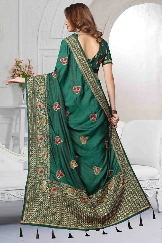 Green Silk Satin Traditional Saree NCSD11210614