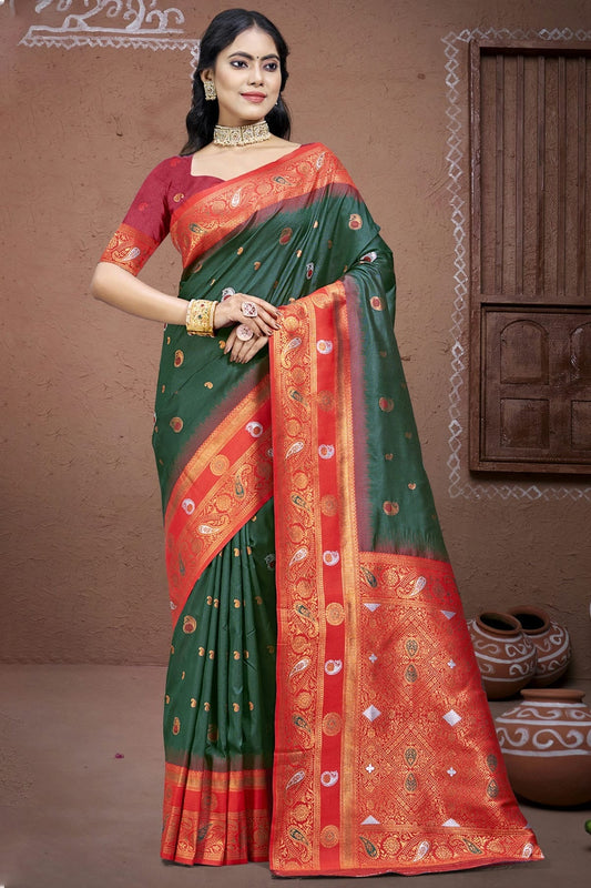 Green Silk Woven Traditional Saree NCSD11010292