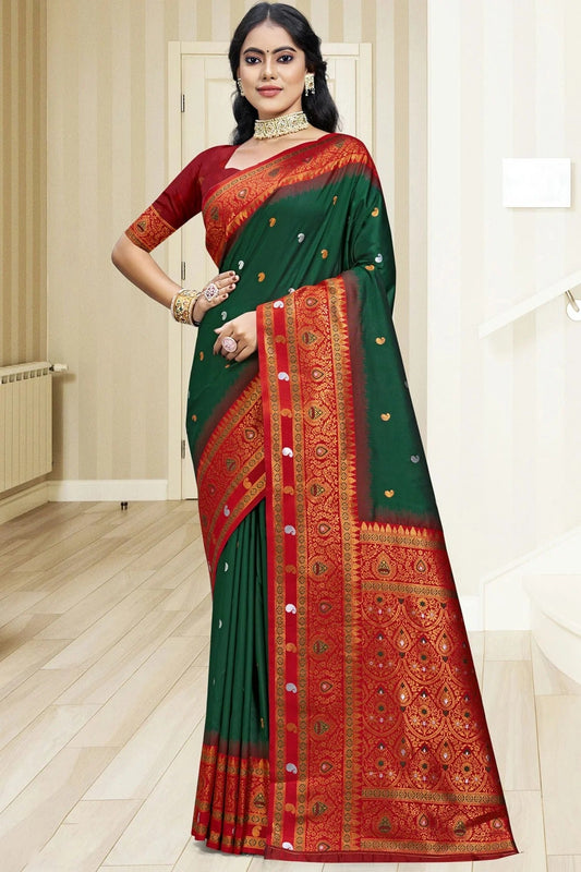 Green Silk Woven Traditional Saree NCSD11010312