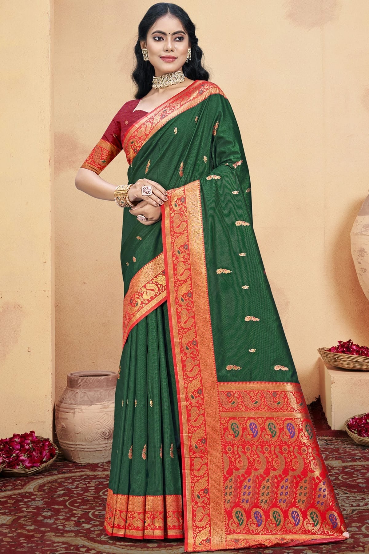 Green Silk Woven Traditional Saree NCSD11010331