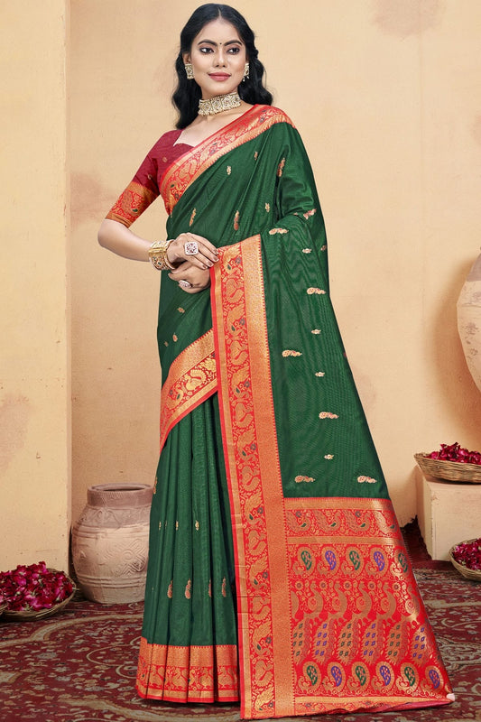 Green Silk Woven Traditional Saree NCSD11010331