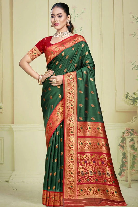 Green Silk Woven Traditional Saree NCSD11010375