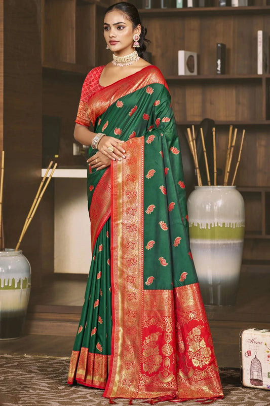 Green Silk Woven Traditional Saree NCSD11010409