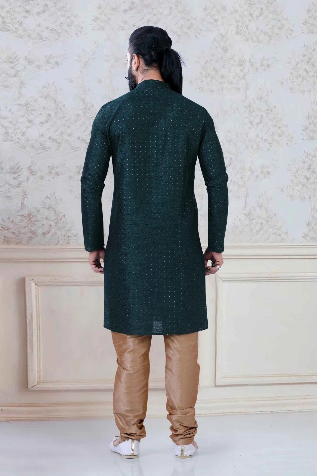 Green Silk Festival Wear Kurta Pajama NCKP11310144