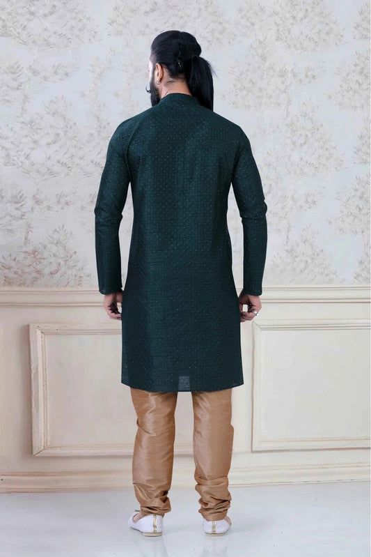 Green Silk Festival Wear Kurta Pajama NCKP11310144