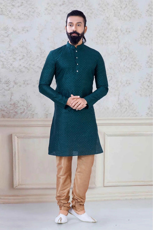 Green Silk Festival Wear Kurta Pajama NCKP11310144