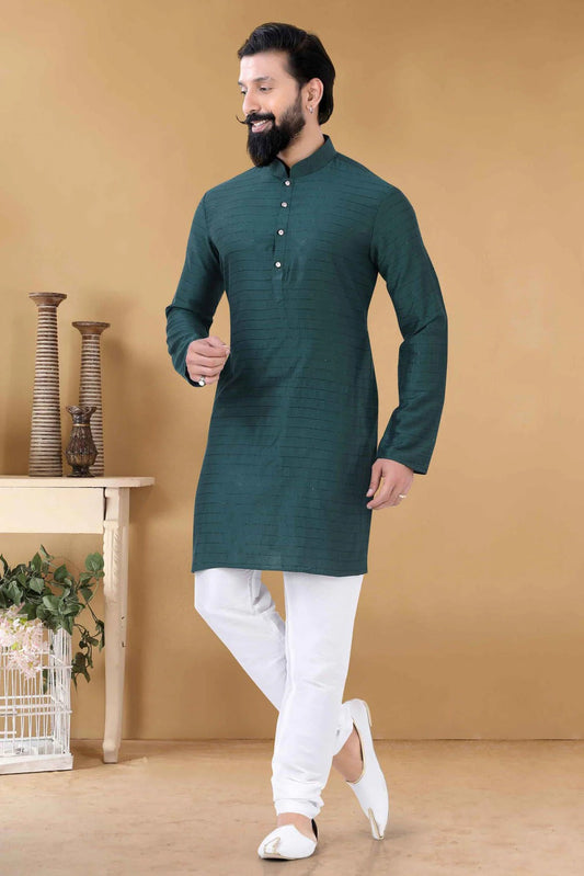 Green Soft Cotton Kurta Pajama NCKP11310154