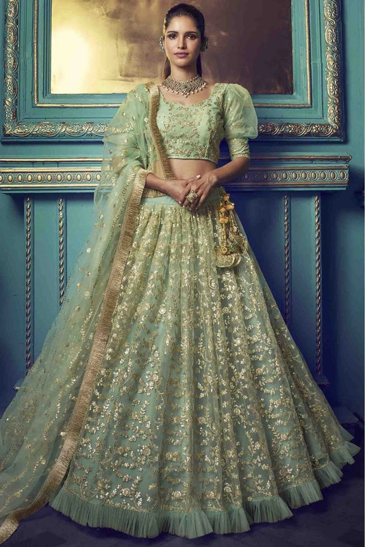 Green Soft Net Embroidery Lehenga Choli NCLC10810501