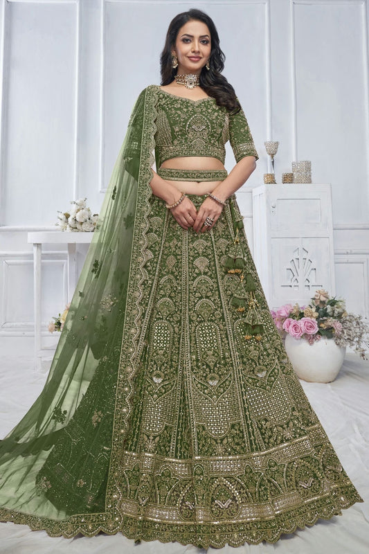 Green Soft Net Embroidery Lehenga Choli NCLC11112010