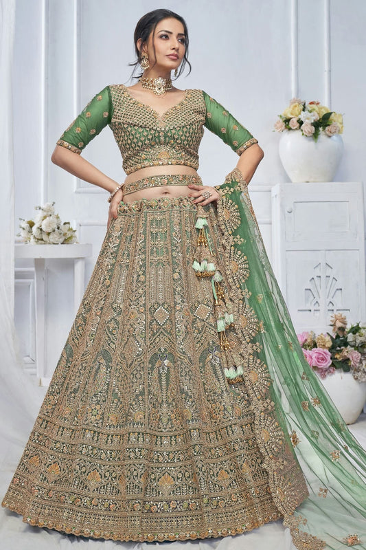Green Soft Net Embroidery Lehenga Choli NCLC11112018
