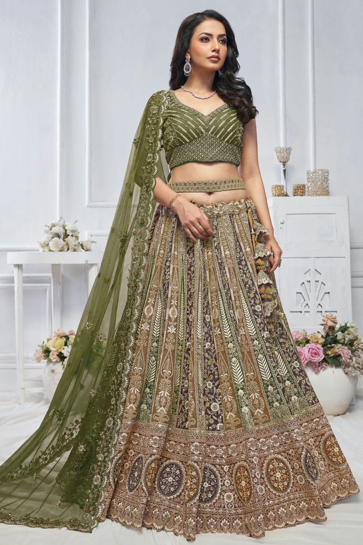 Green Soft Net Embroidery Lehenga Choli NCLC11112022