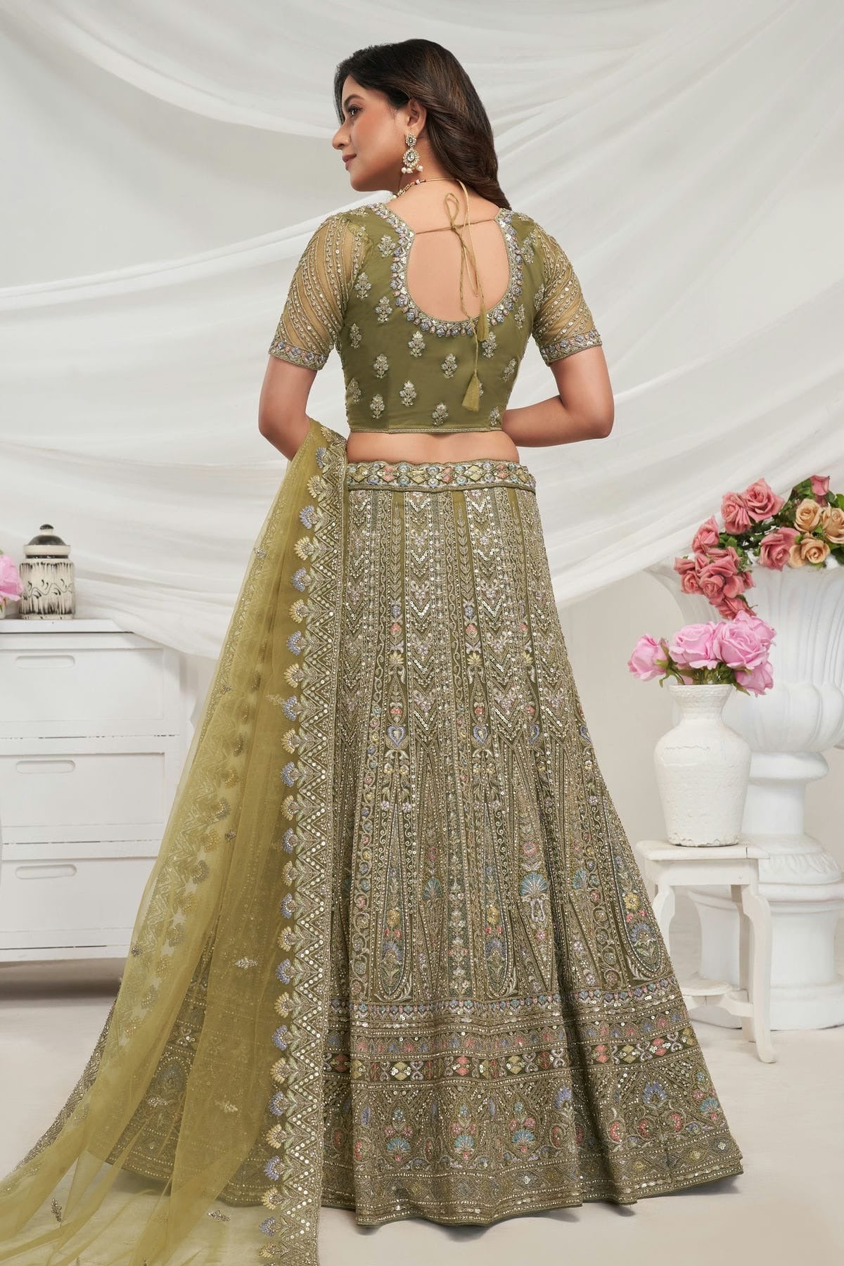 Green Soft Net Lehenga Choli NCLC10310109